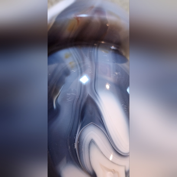 Grey Blue Orca Agate Fat Mushroom Carving- Large - Picture 15 of 16